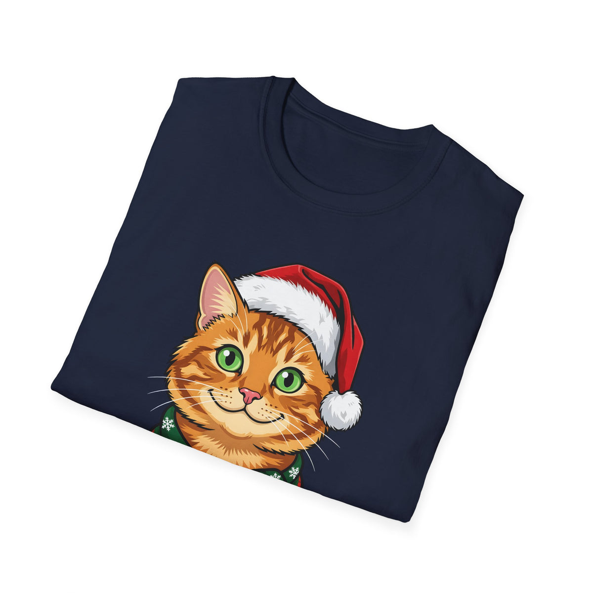 Merry Whiskers Ginger Tabby Cat Christmas t-shirt, product photo 6
