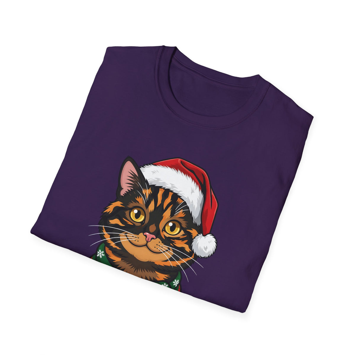 Merry Whiskers Tortoiseshell Cat Christmas t-shirt, product photo 30
