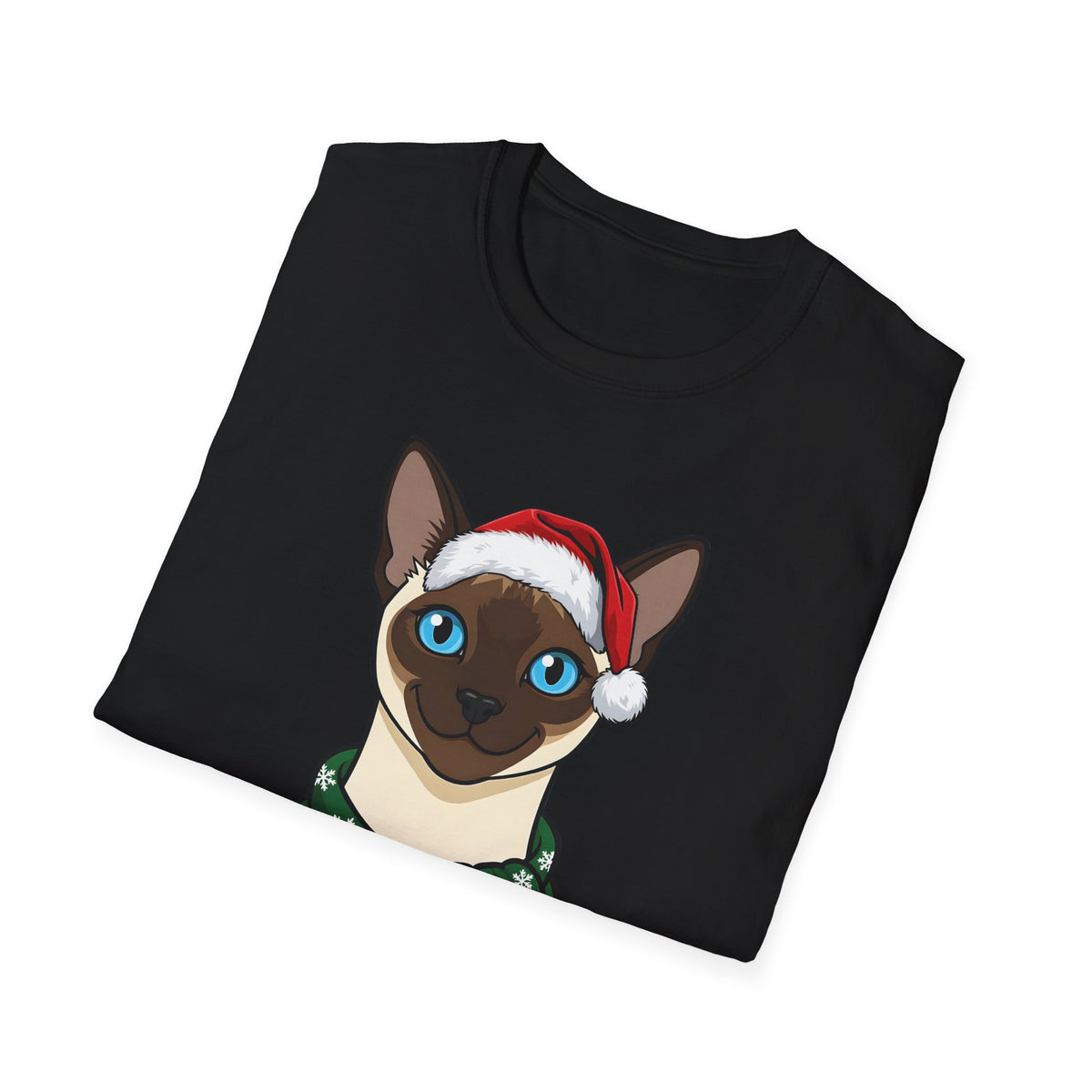 Merry Whiskers Siamese Cat Christmas t-shirt, product photo 3