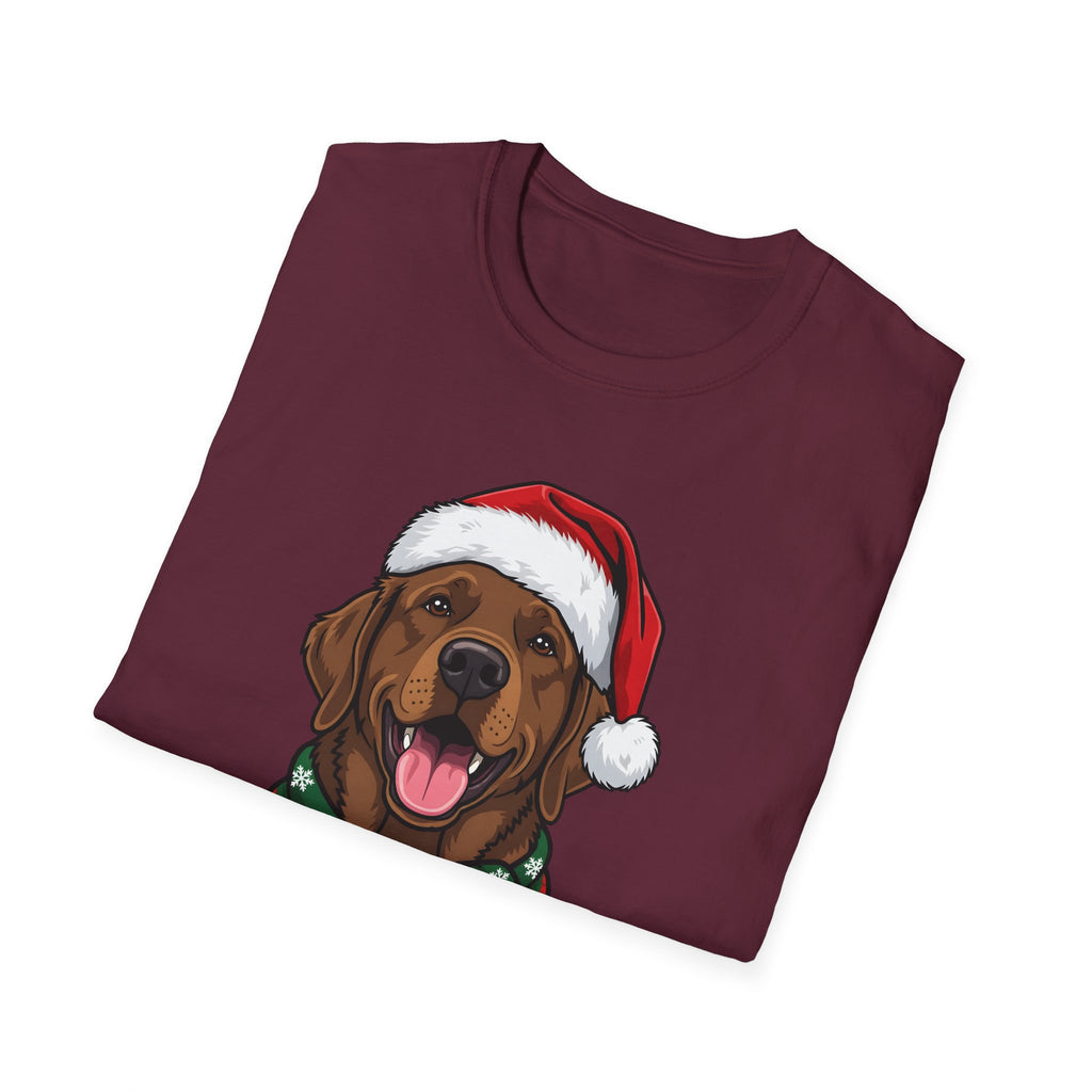 Merry Woofmas Chocolate Labrador Christmas t-shirt, product photo 15