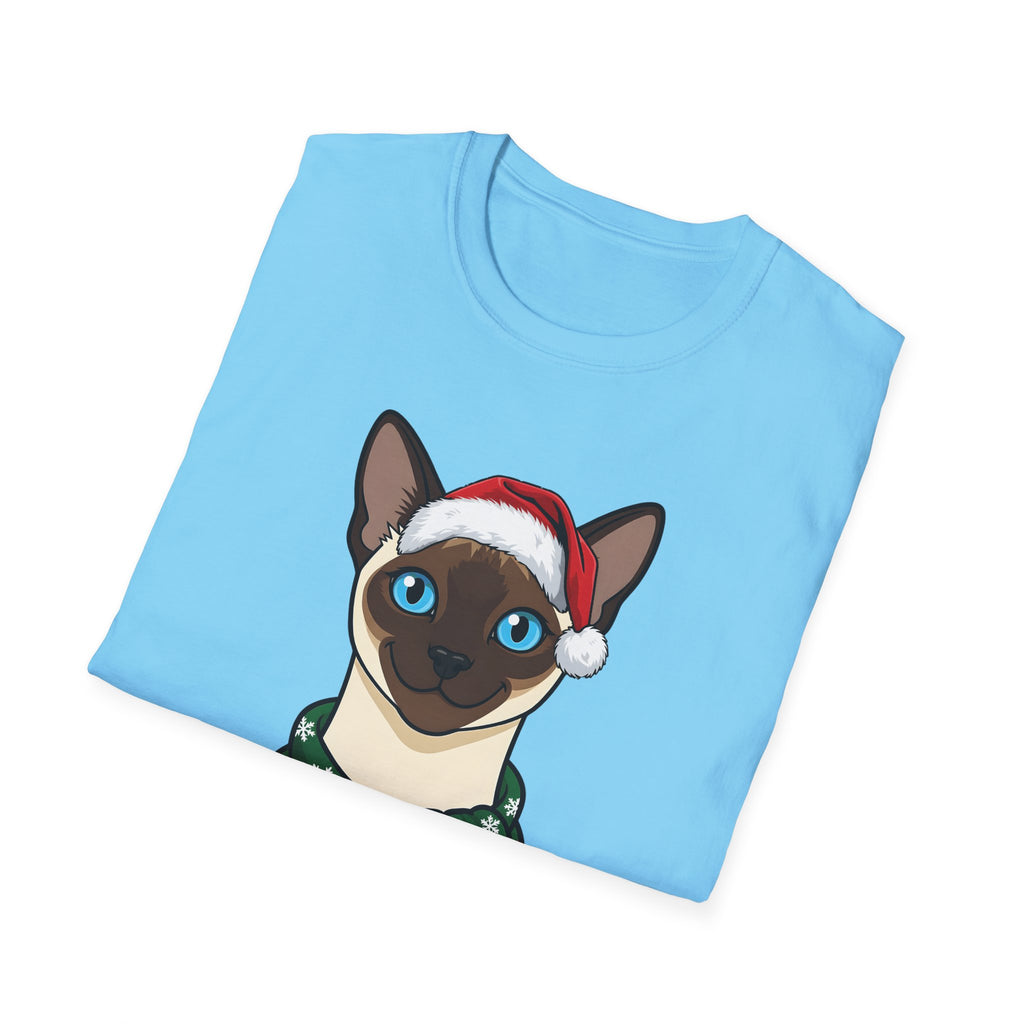 Merry Whiskers Siamese Cat Christmas t-shirt, product photo 24