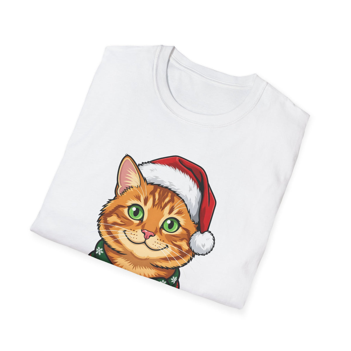 Merry Whiskers Ginger Tabby Cat Christmas t-shirt, product photo 9