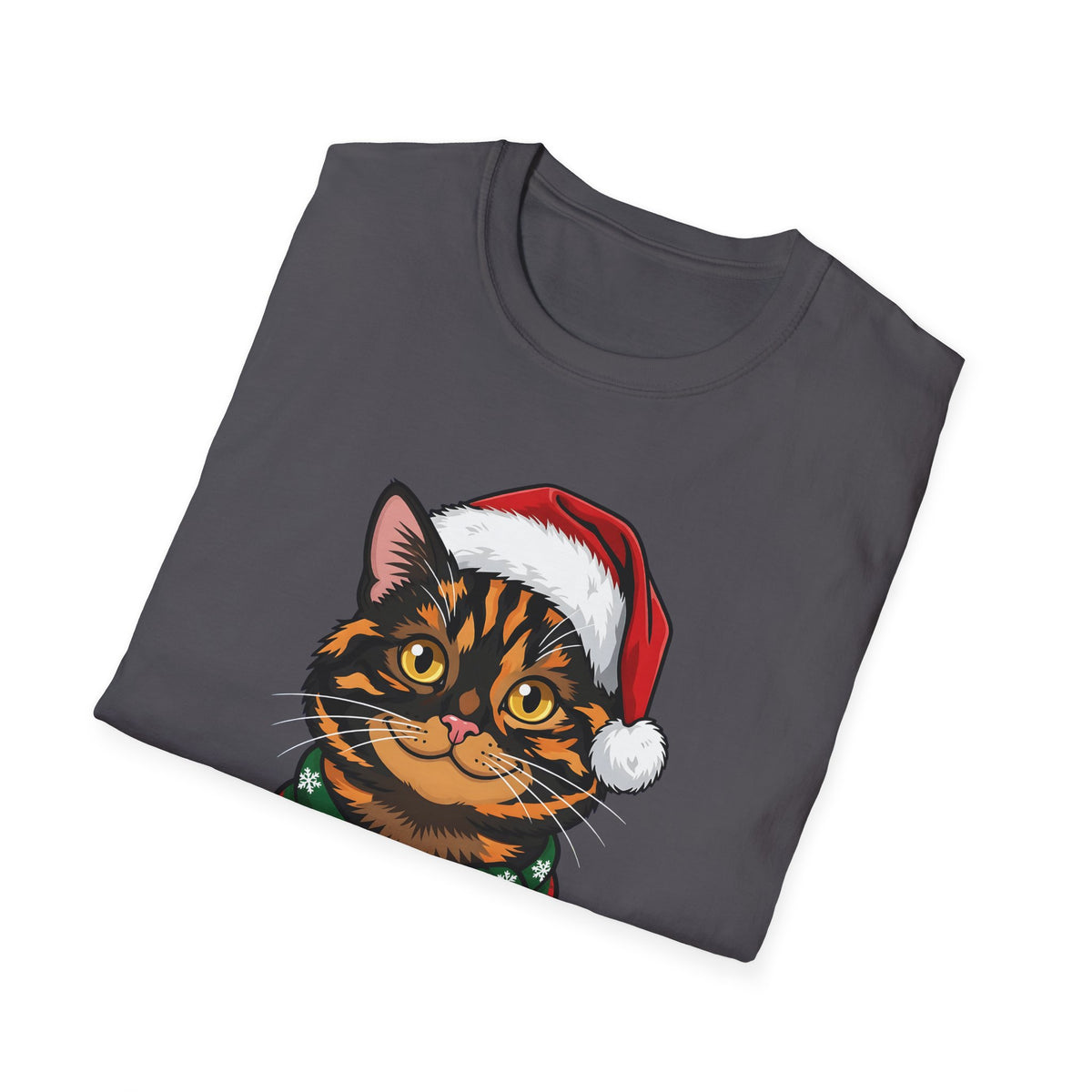 Merry Whiskers Tortoiseshell Cat Christmas t-shirt, product photo 27