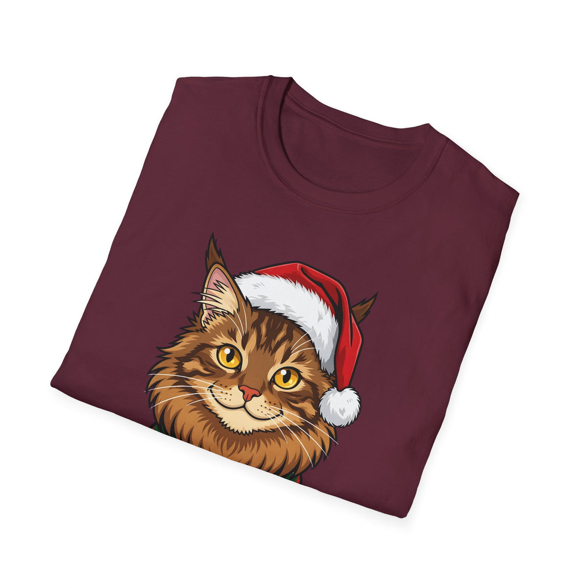 Merry Whiskers Maine Coon Cat Christmas t-shirt, product photo 15