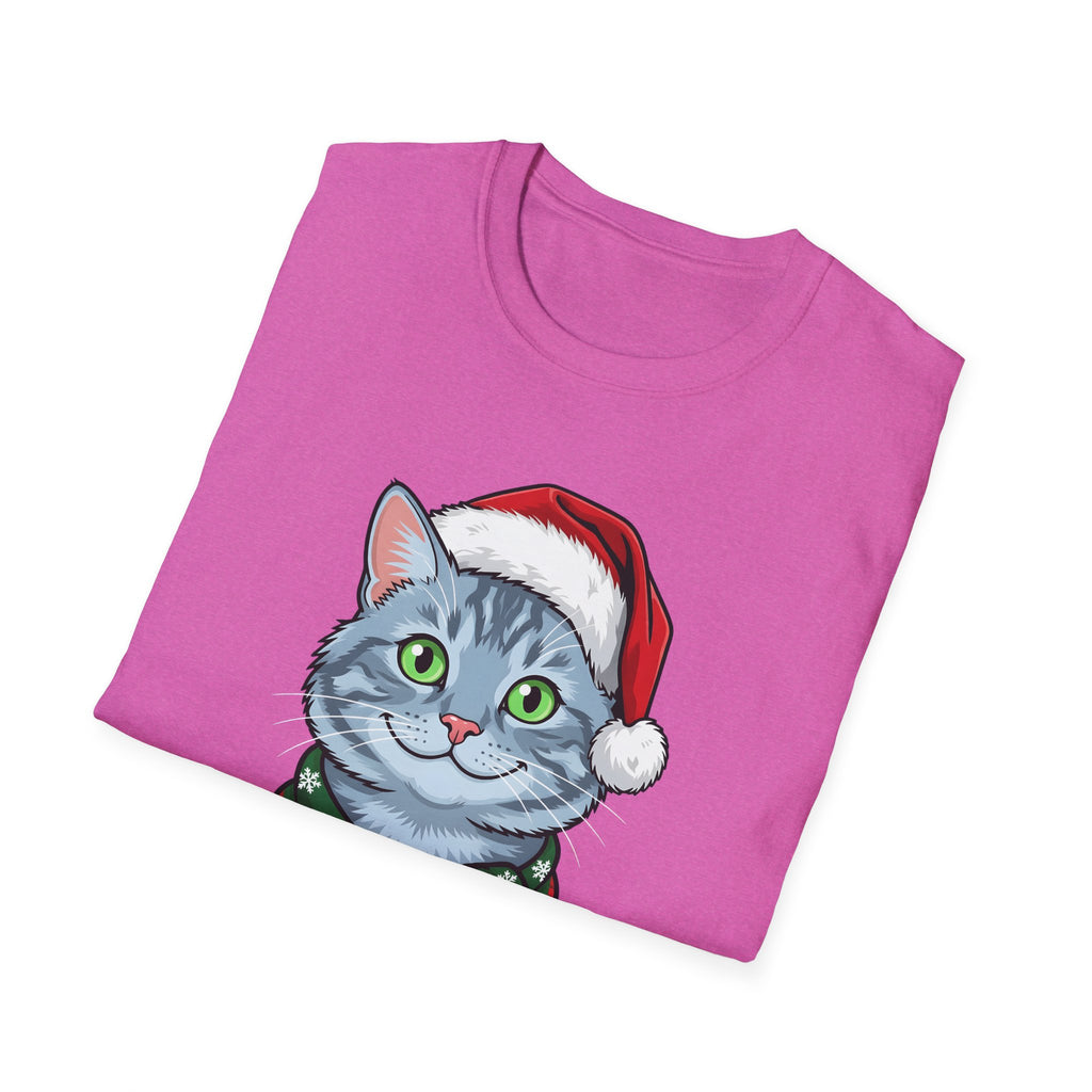Merry Whiskers Gray Cat Christmas t-shirt, product photo 36