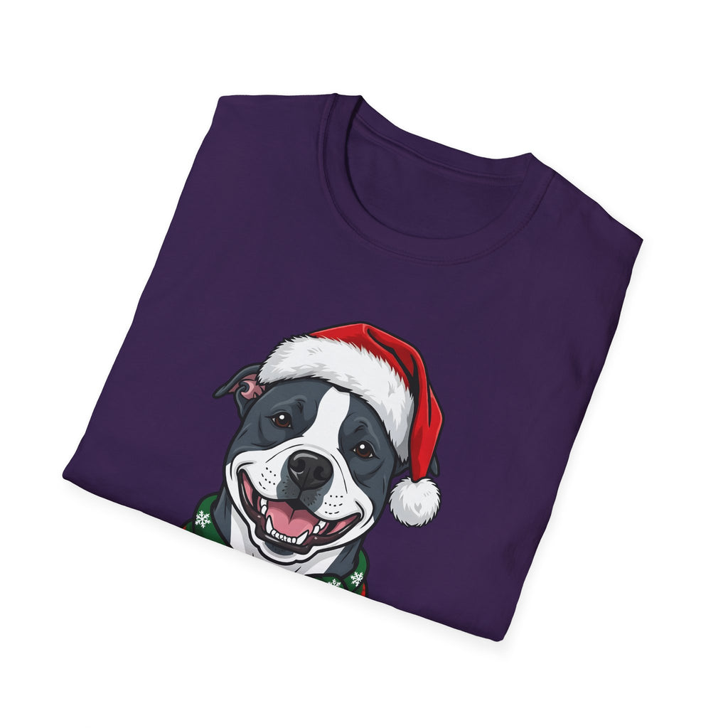 Merry Woofmas Blue Pit Bull Christmas t-shirt, product photo 30