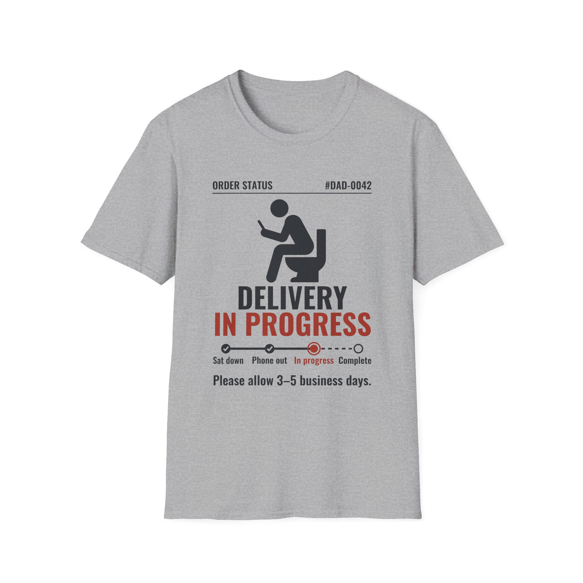 Delivery In Progress t-shirt in Sport Gray, front view