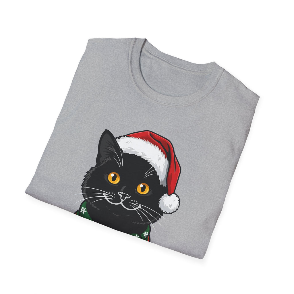 Merry Whiskers Black Cat Christmas t-shirt, product photo 9
