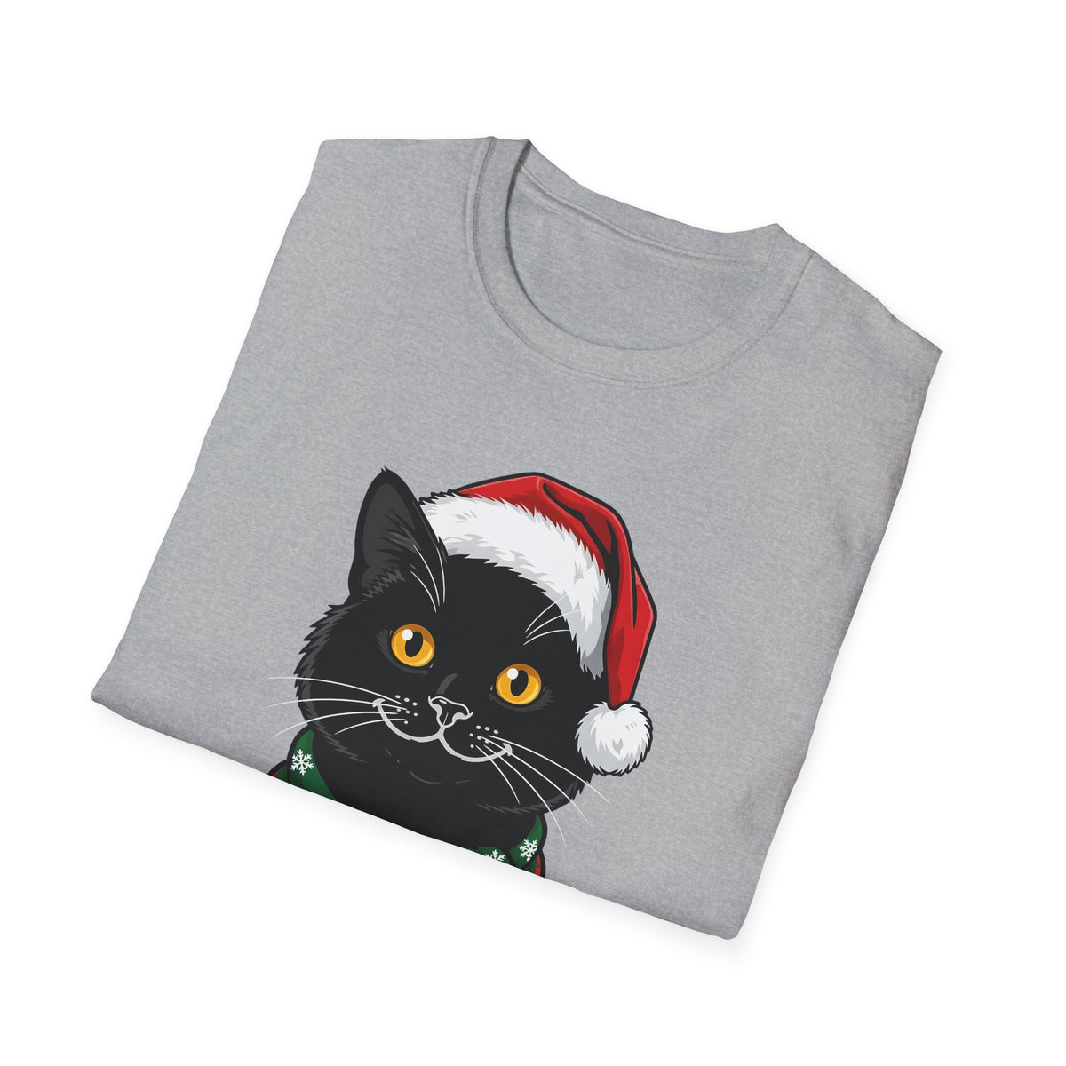 Merry Whiskers Black Cat Christmas t-shirt, product photo 9