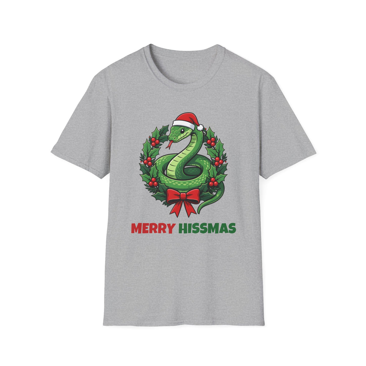 Merry Hissmas Christmas t-shirt in Sport Gray, front view