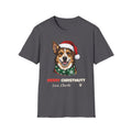 Merry Christmutt Mixed Breed Christmas t-shirt in Charcoal, front view