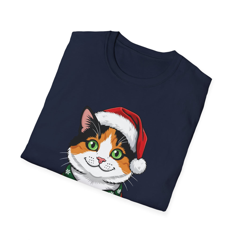 Merry Whiskers Calico Cat Christmas t-shirt, product photo 6