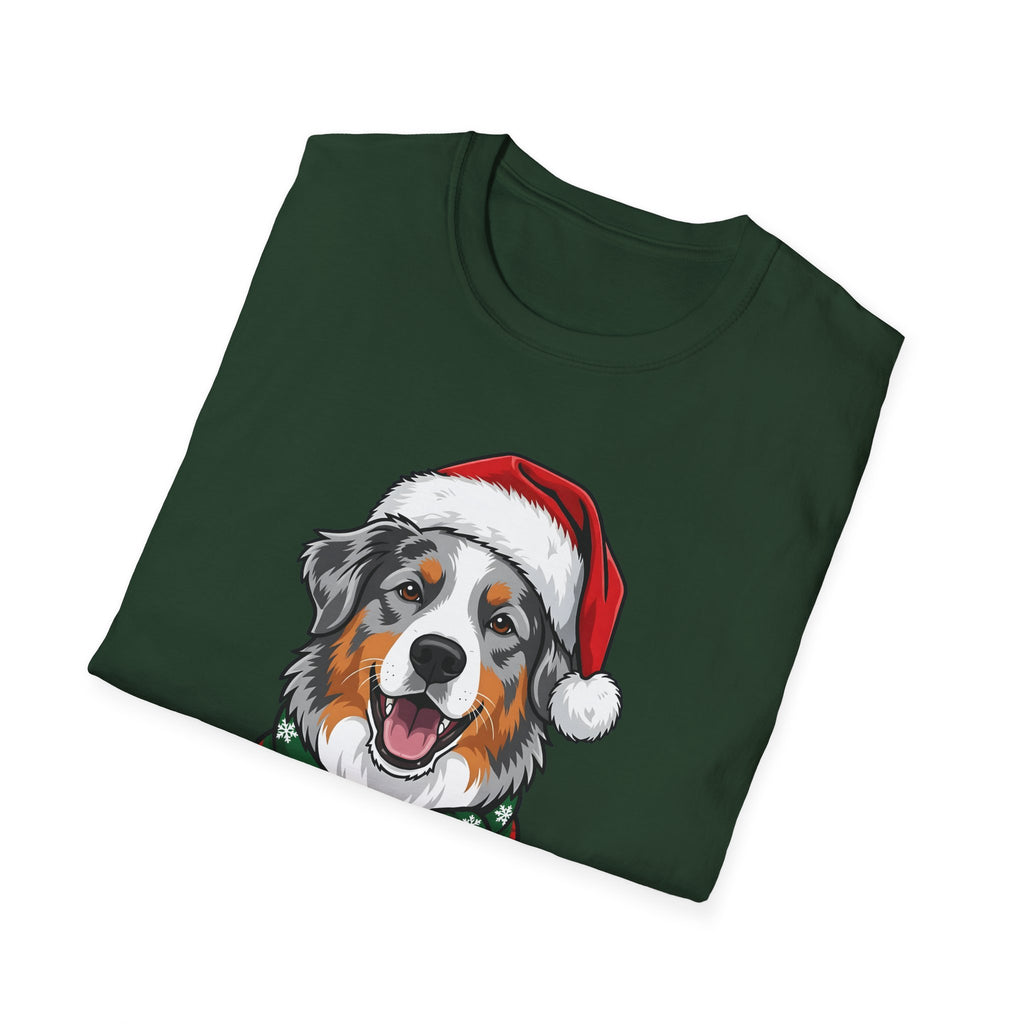 Merry Woofmas Blue Merle Australian Shepherd Christmas t-shirt, product photo 21