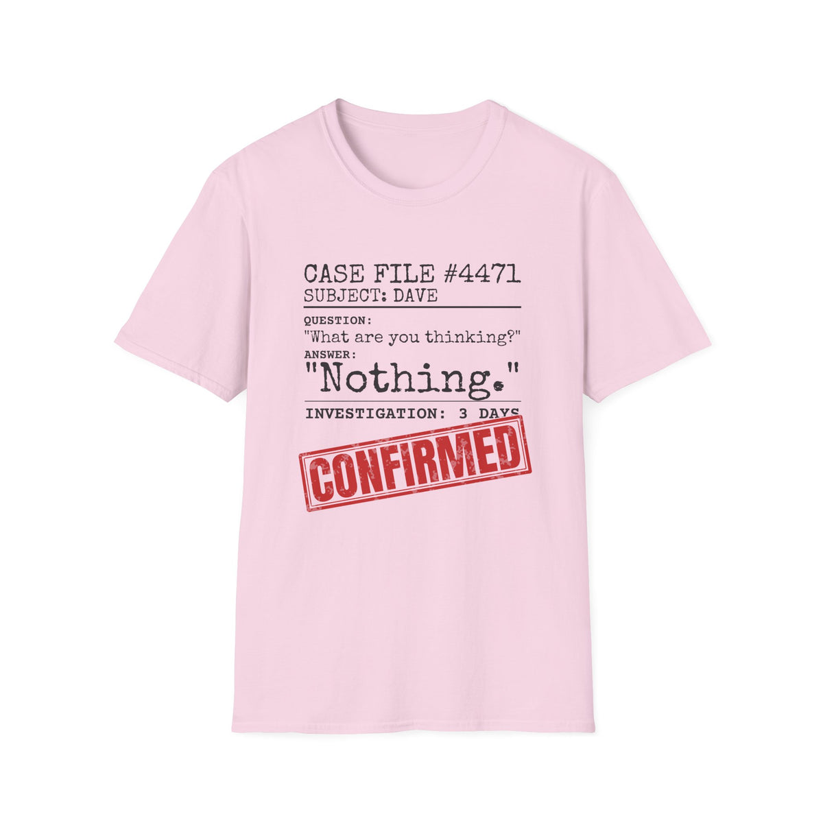 Case File Dad Joke t-shirt in Light Pink, front view
