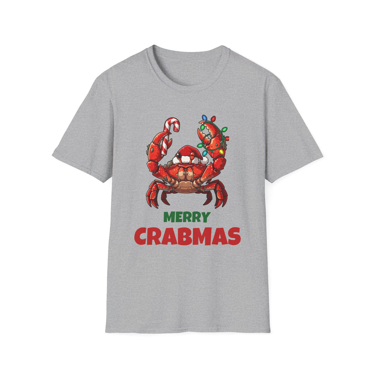 Merry Crabmas Christmas t-shirt in Sport Gray, front view