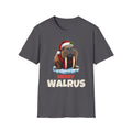 Merry Walrus Christmas t-shirt in Charcoal, front view