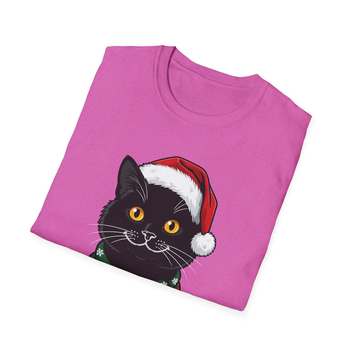 Merry Whiskers Black Cat Christmas t-shirt, product photo 33