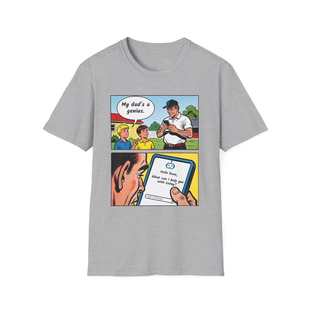 My Dad's a Genius t-shirt in Sport Gray, front view