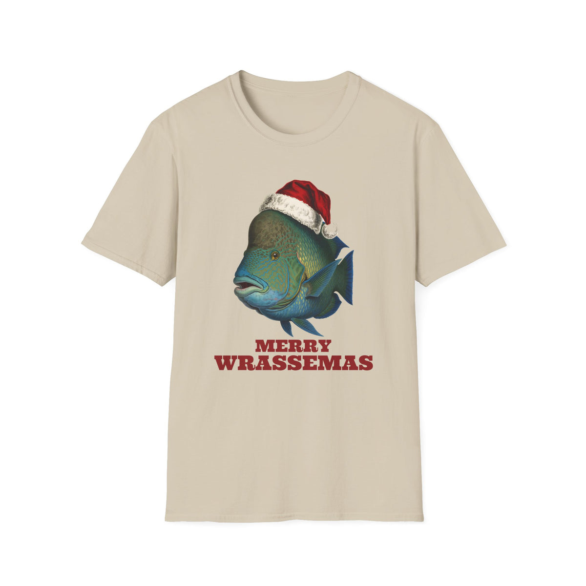 Merry Wrassemas t-shirt in Sand, front view