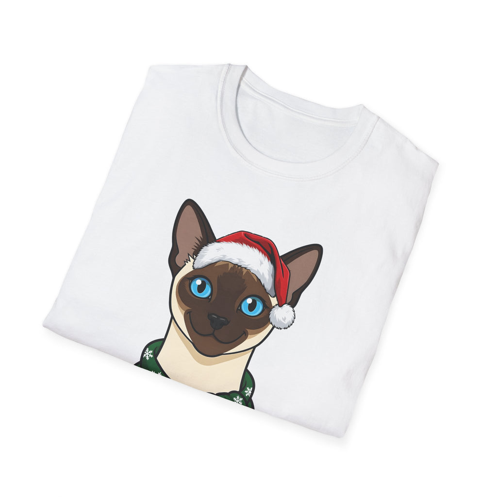 Merry Whiskers Siamese Cat Christmas t-shirt, product photo 9