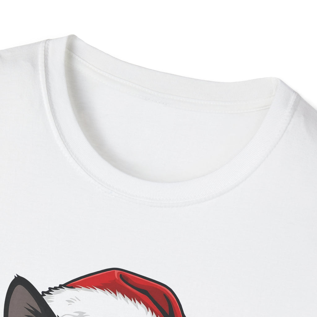 Merry Whiskers Tuxedo Cat Christmas t-shirt, product photo 5