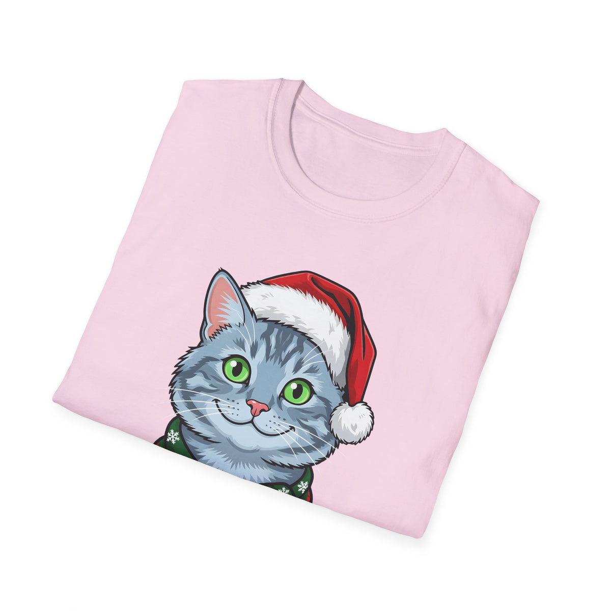 Merry Whiskers Gray Cat Christmas t-shirt, product photo 33