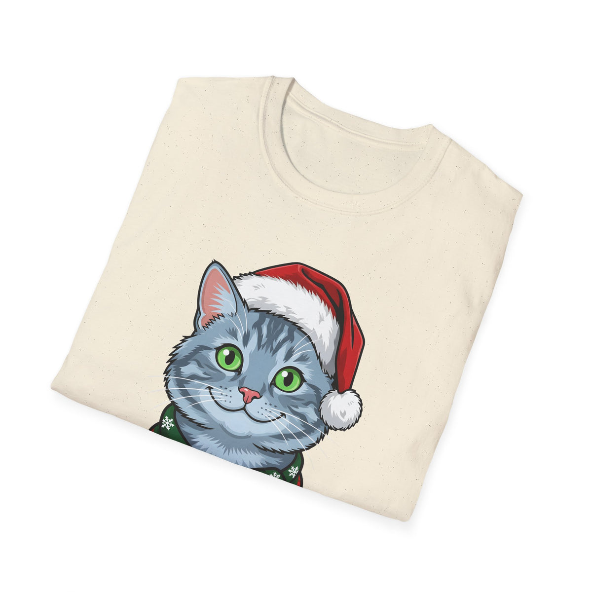 Merry Whiskers Gray Cat Christmas t-shirt, product photo 18