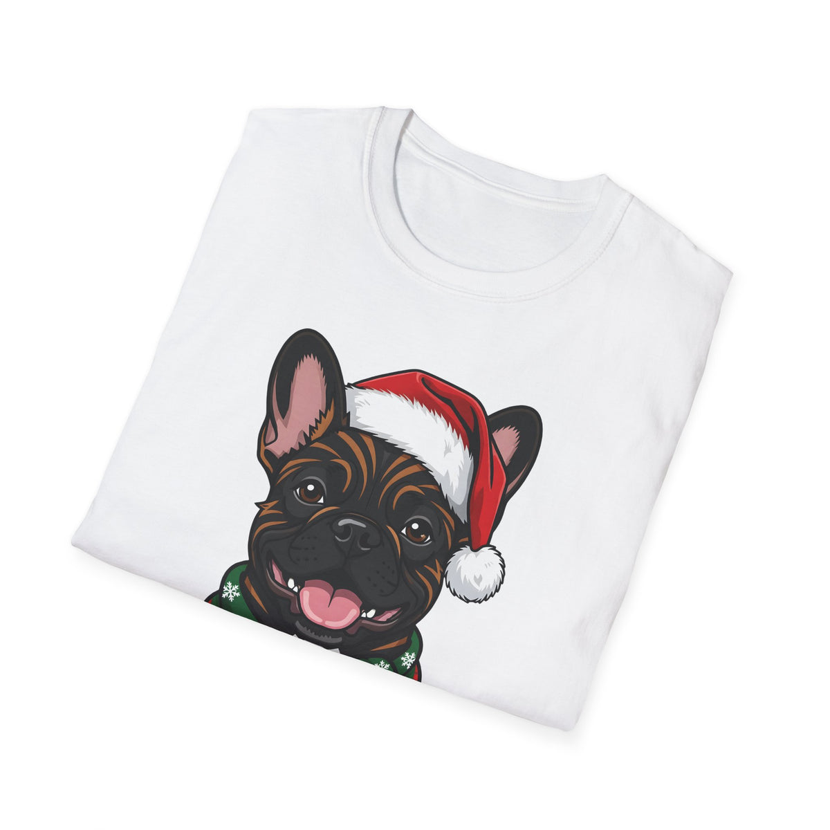 Merry Woofmas Brindle French Bulldog Christmas t-shirt, product photo 6