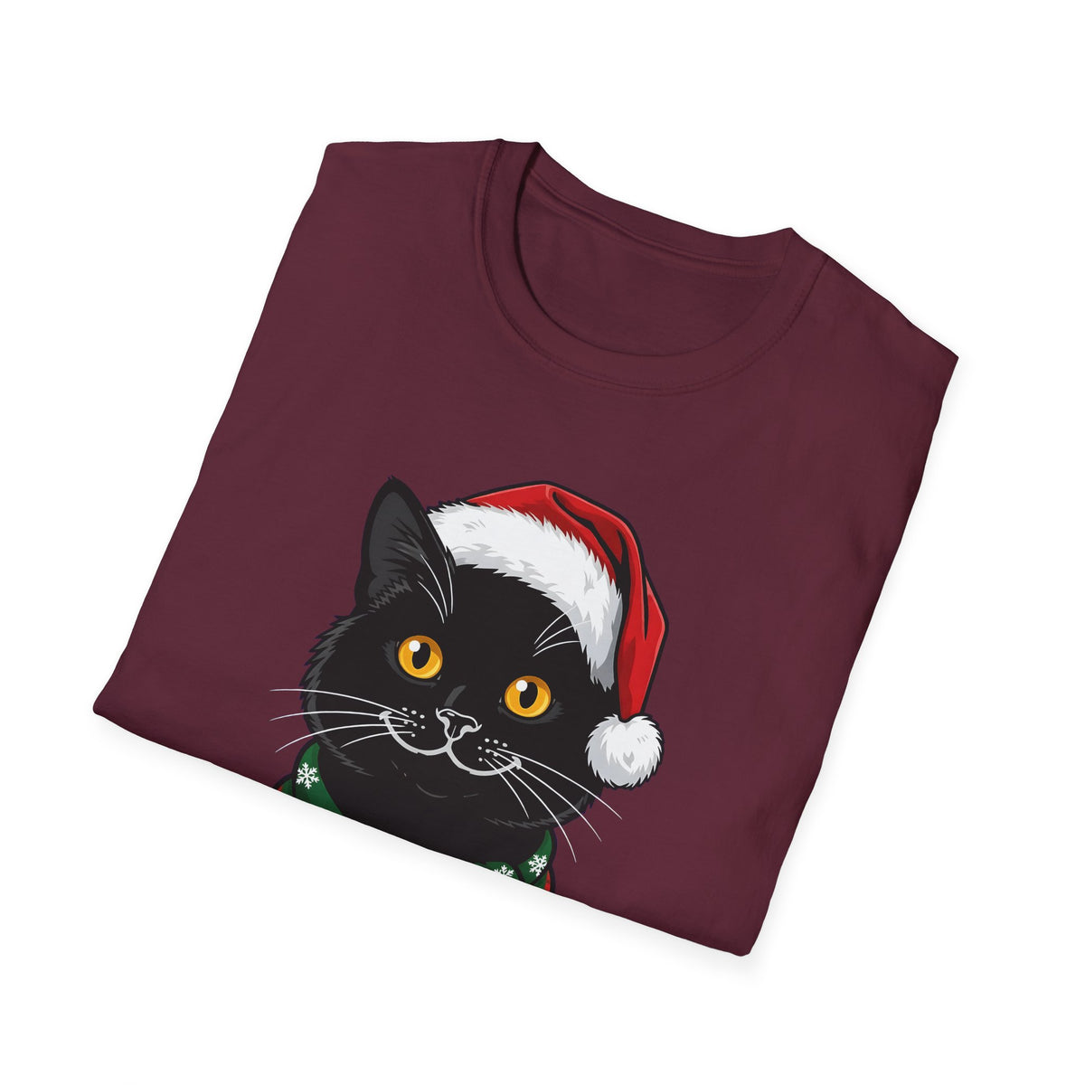 Merry Whiskers Black Cat Christmas t-shirt, product photo 12