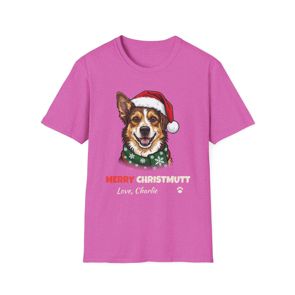 Merry Christmutt Mixed Breed Christmas t-shirt in Heather Berry, front view