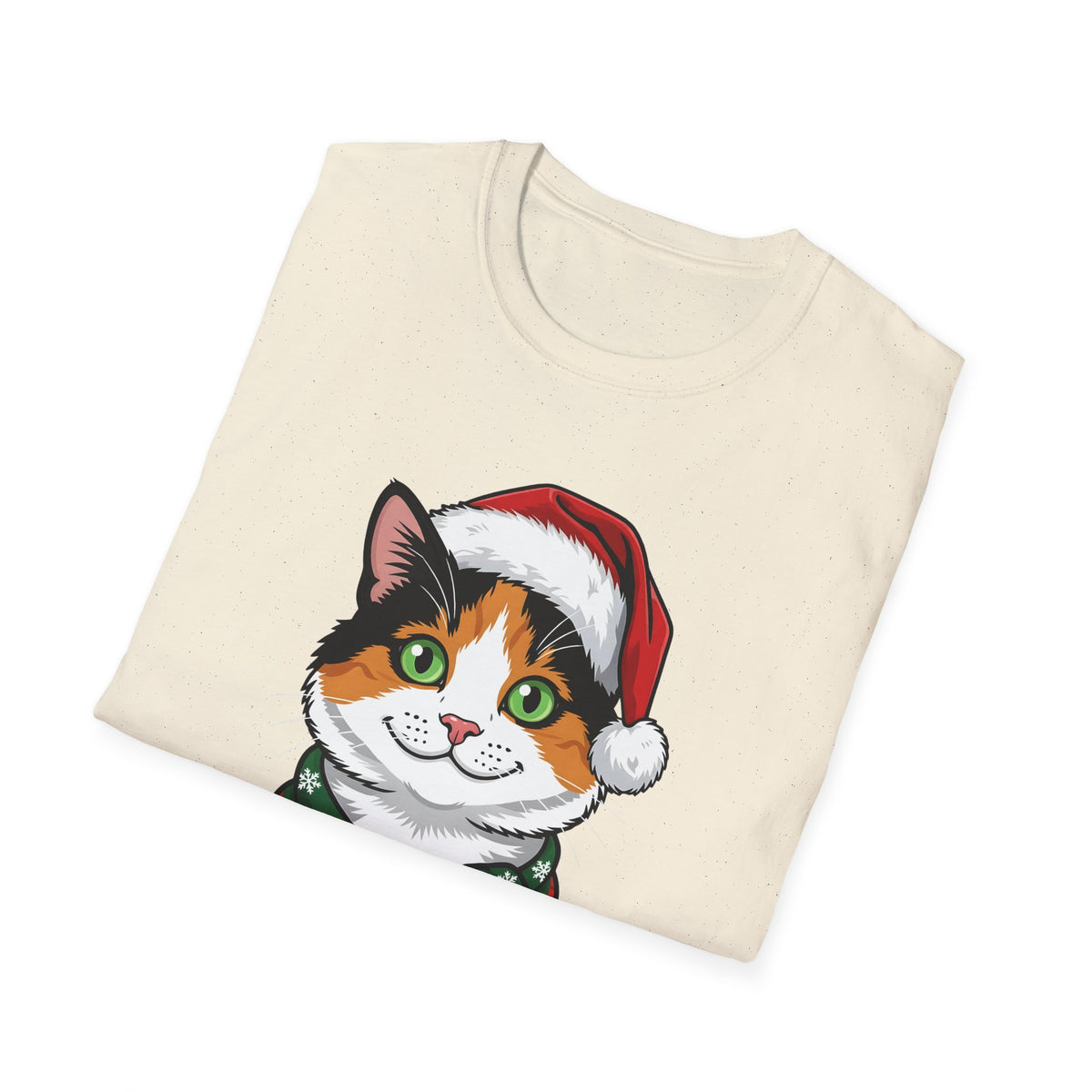 Merry Whiskers Calico Cat Christmas t-shirt, product photo 18