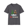Rex the Halls Christmas t-shirt in Charcoal, front view