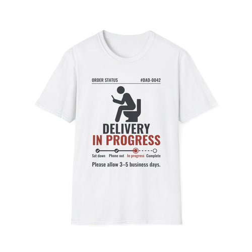 Delivery In Progress t-shirt in White, front view