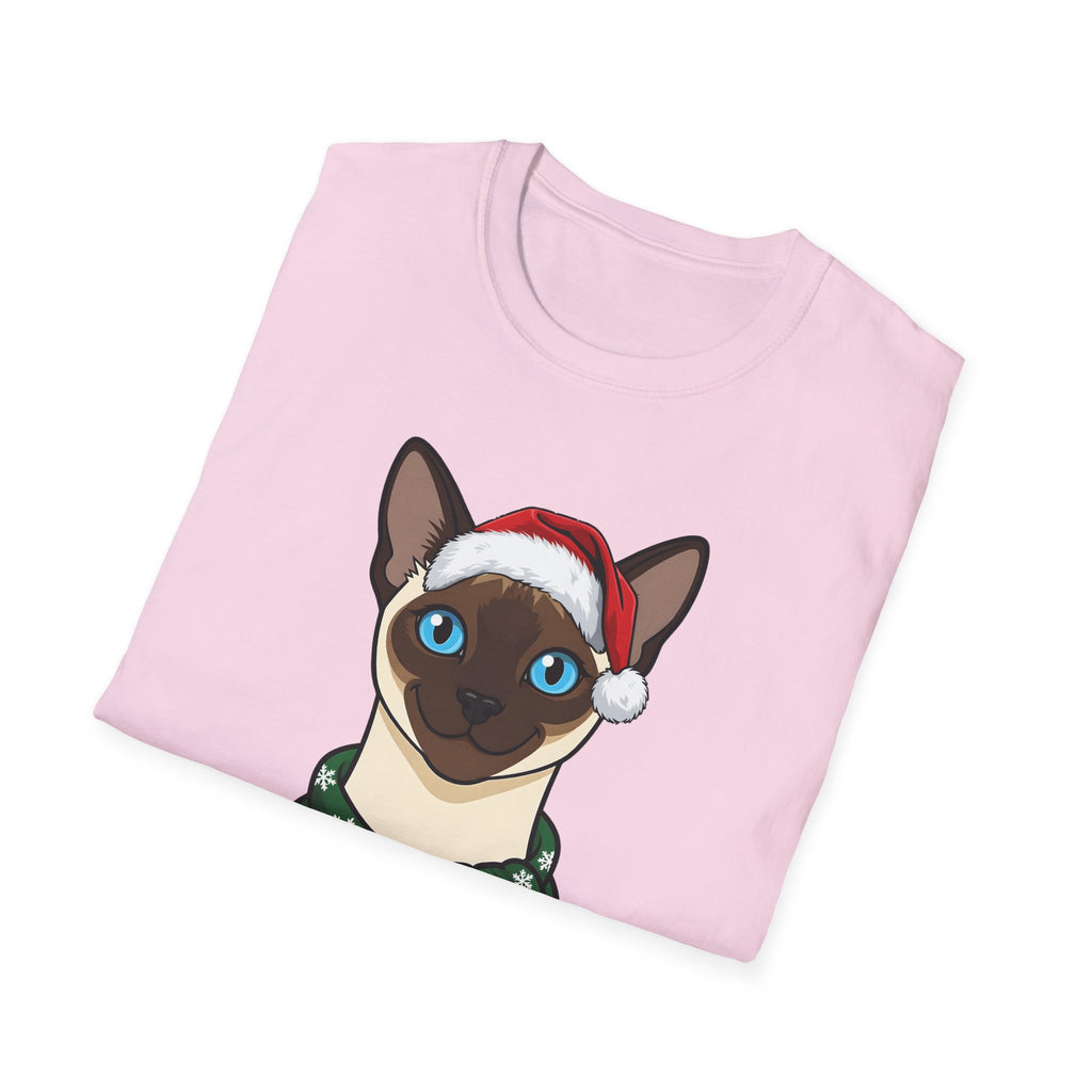 Merry Whiskers Siamese Cat Christmas t-shirt, product photo 33