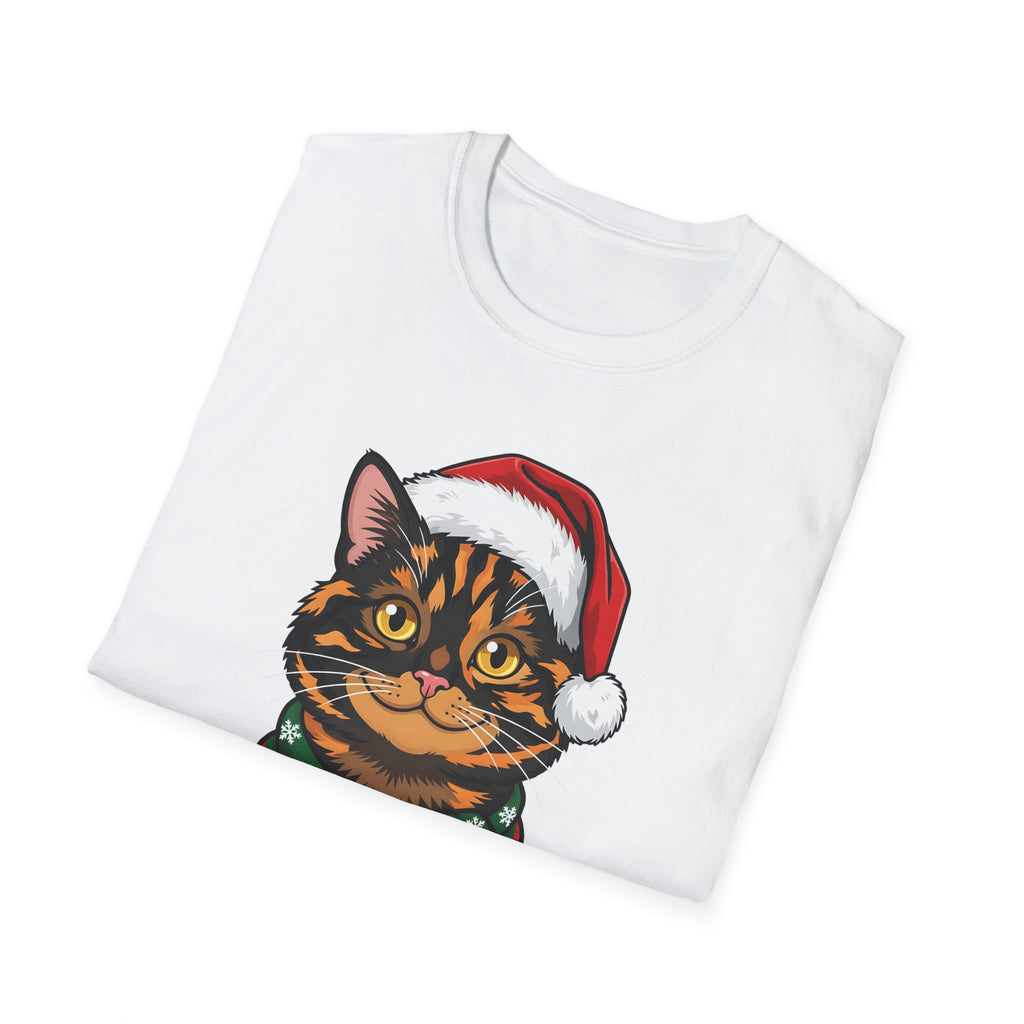 Merry Whiskers Tortoiseshell Cat Christmas t-shirt, product photo 9