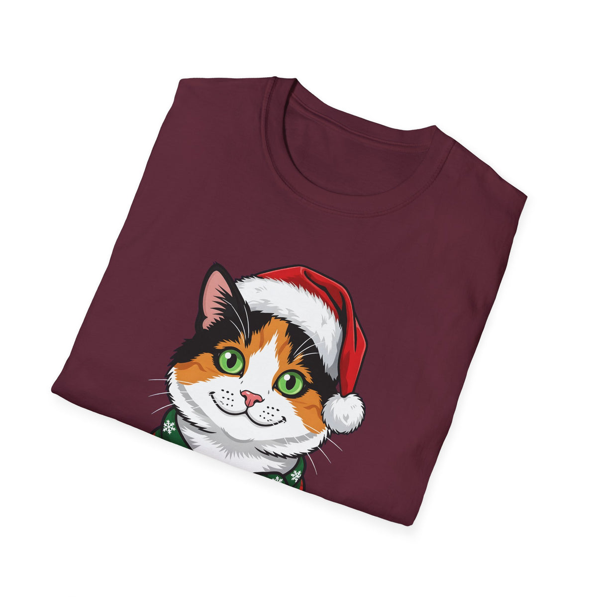 Merry Whiskers Calico Cat Christmas t-shirt, product photo 15