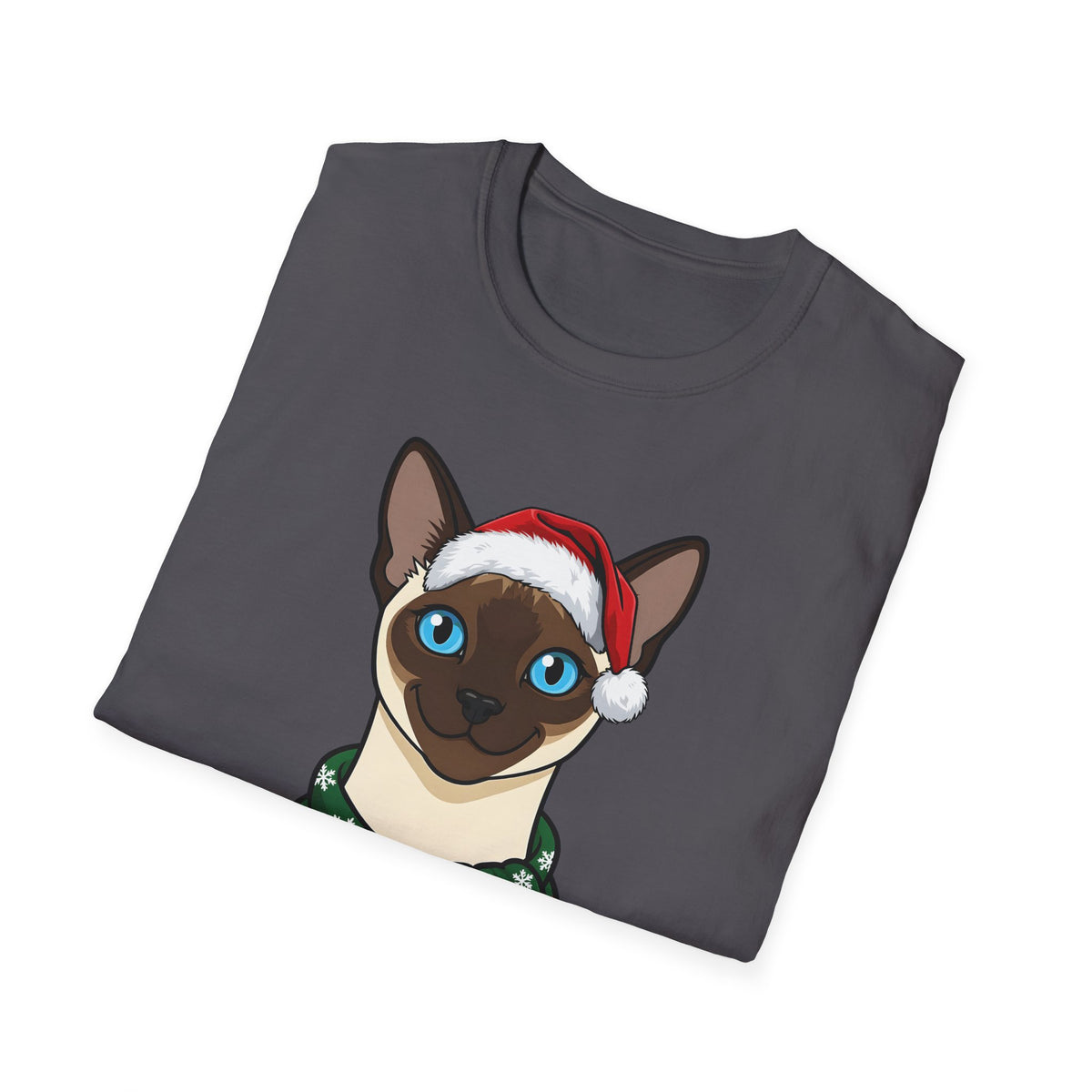 Merry Whiskers Siamese Cat Christmas t-shirt, product photo 27