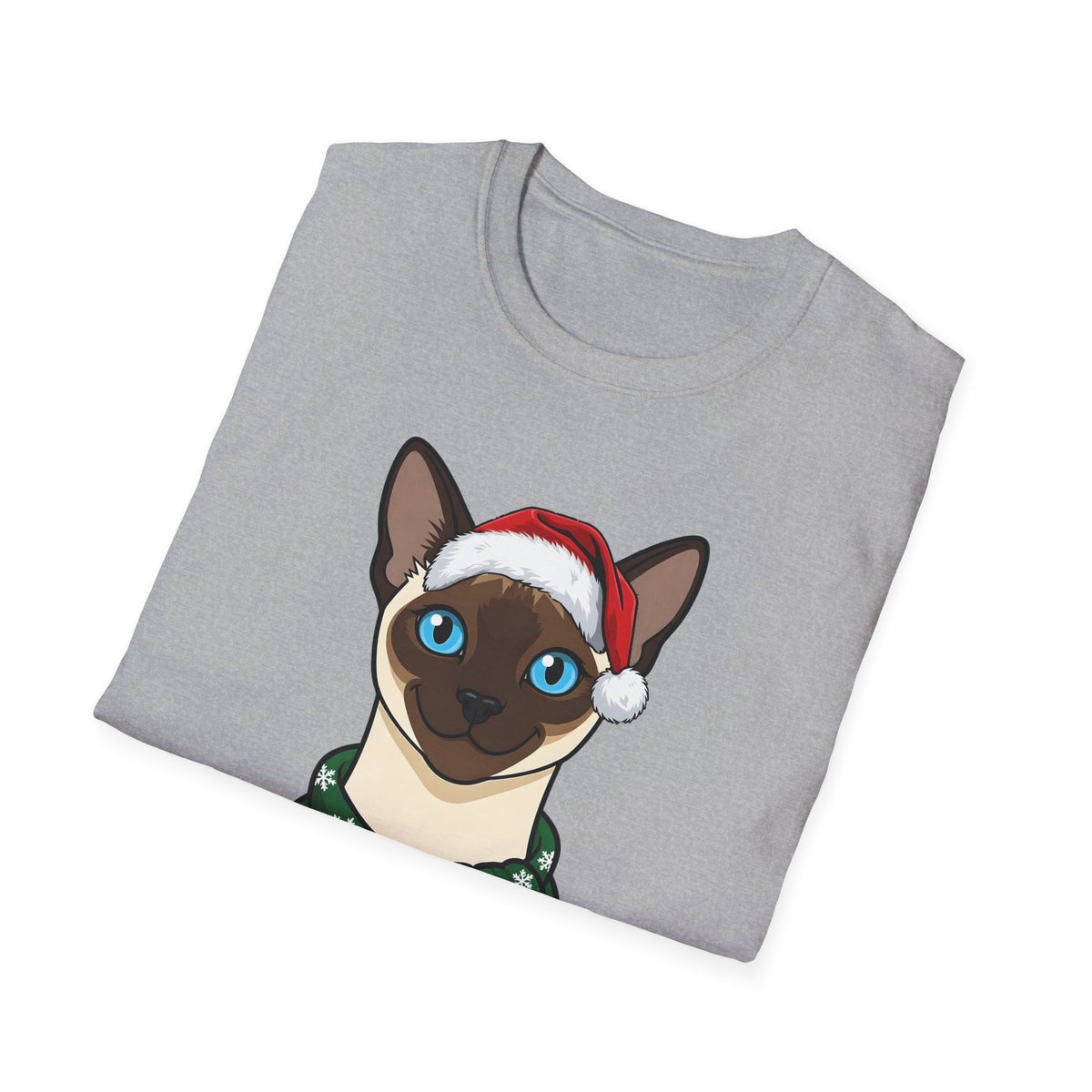 Merry Whiskers Siamese Cat Christmas t-shirt, product photo 12