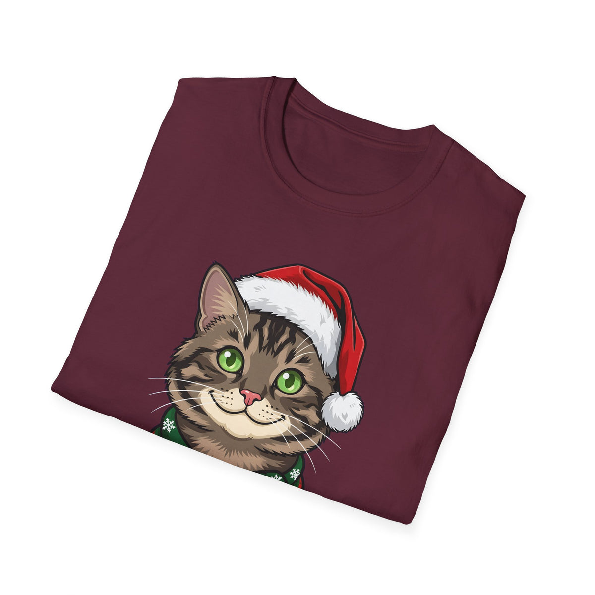 Merry Whiskers Brown Tabby Cat Christmas t-shirt, product photo 15