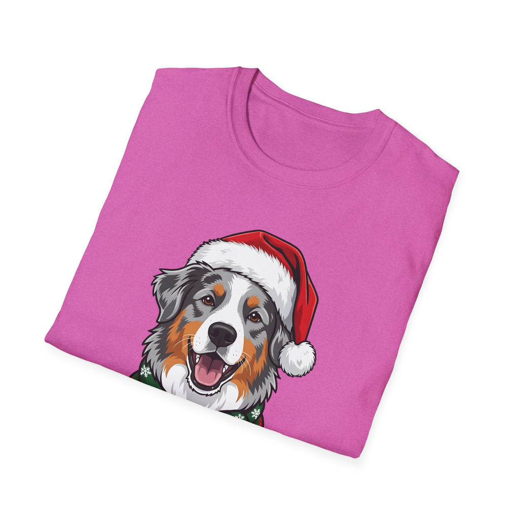 Merry Woofmas Blue Merle Australian Shepherd Christmas t-shirt, product photo 36