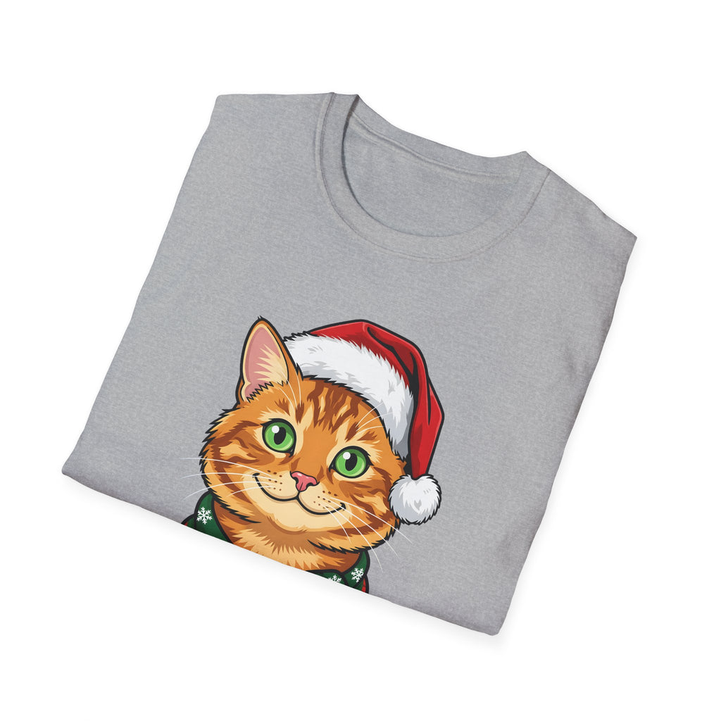 Merry Whiskers Ginger Tabby Cat Christmas t-shirt, product photo 12
