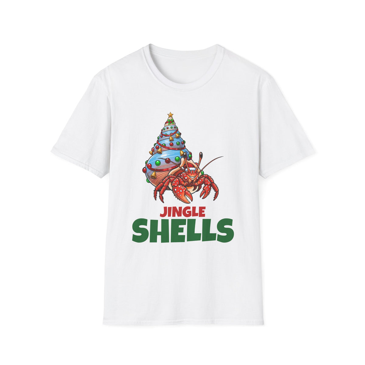Jingle Shells Christmas t-shirt in White, front view