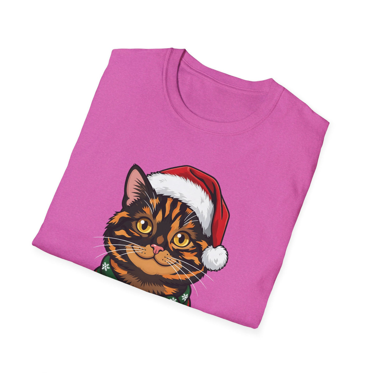 Merry Whiskers Tortoiseshell Cat Christmas t-shirt, product photo 36