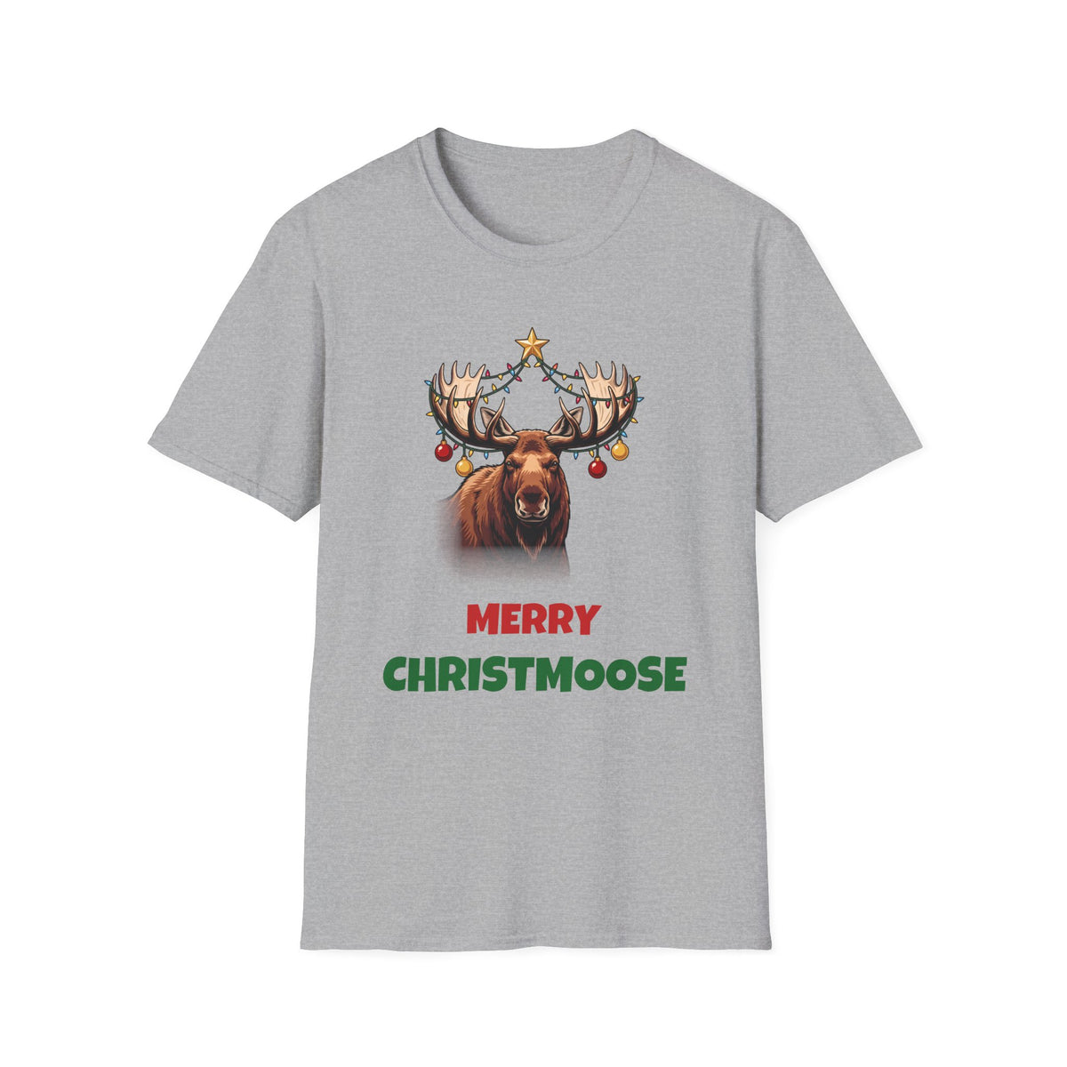 Merry Christmoose Christmas t-shirt in Sport Gray, front view