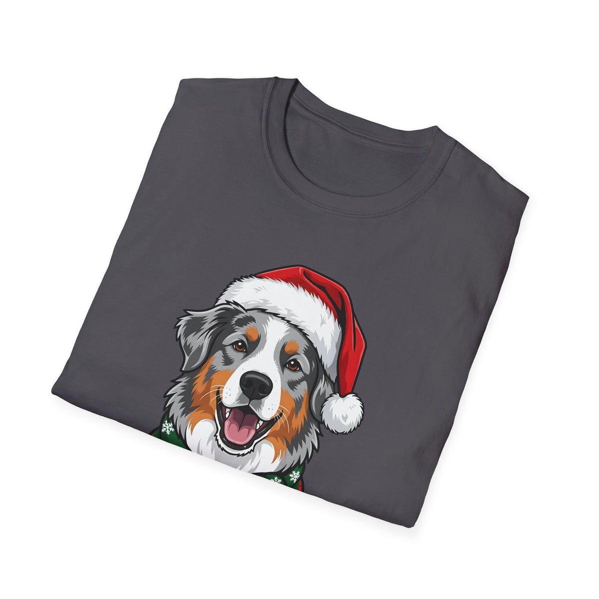 Merry Woofmas Blue Merle Australian Shepherd Christmas t-shirt, product photo 27