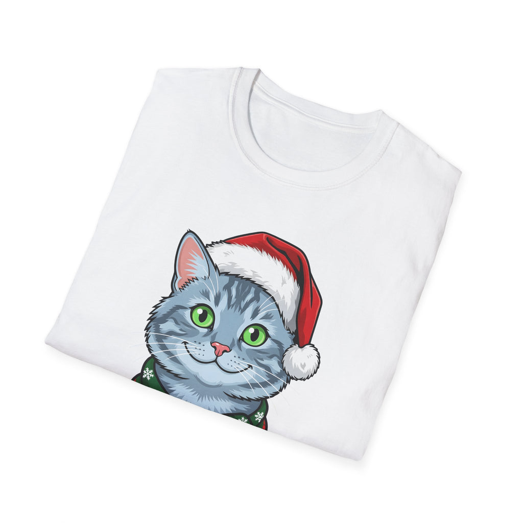 Merry Whiskers Gray Cat Christmas t-shirt, product photo 9