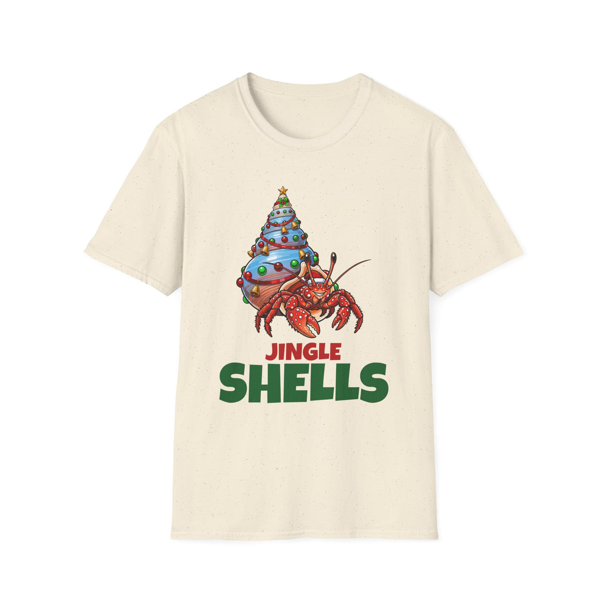 Jingle Shells Christmas t-shirt in Natural, front view