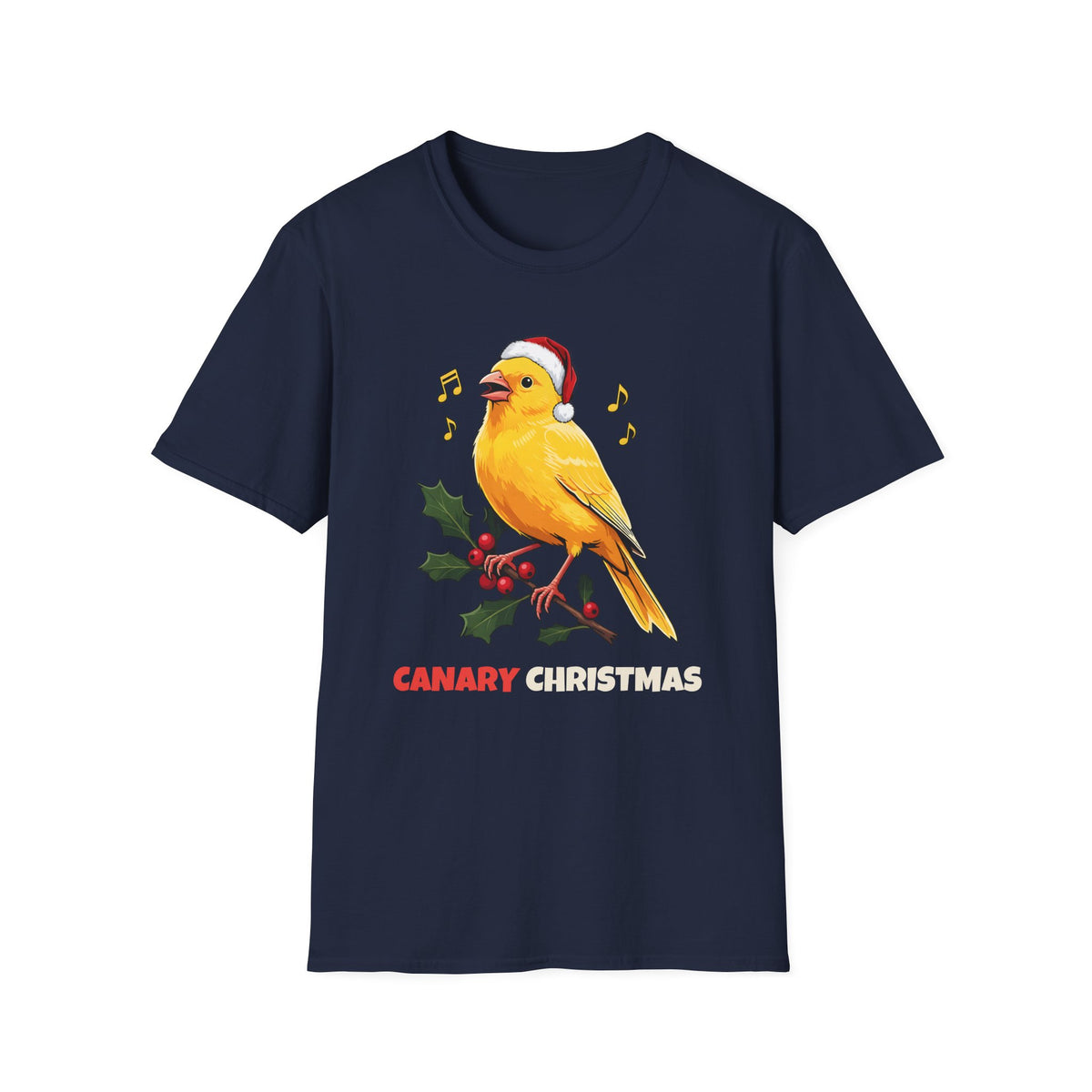 Canary Christmas t-shirt in Navy, front view