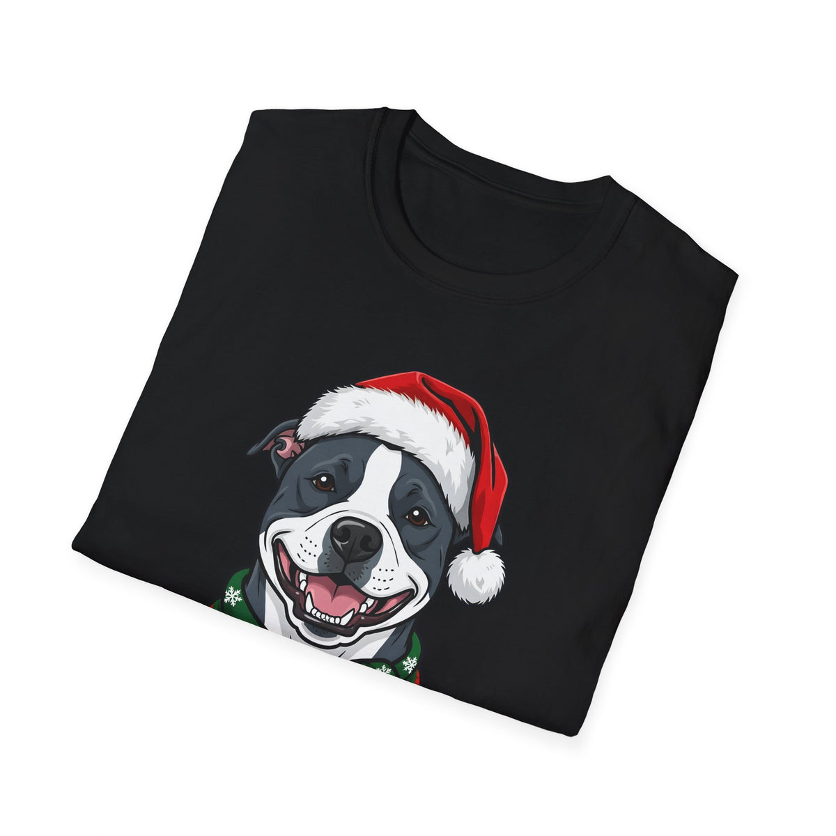 Merry Woofmas Blue Pit Bull Christmas t-shirt, product photo 3