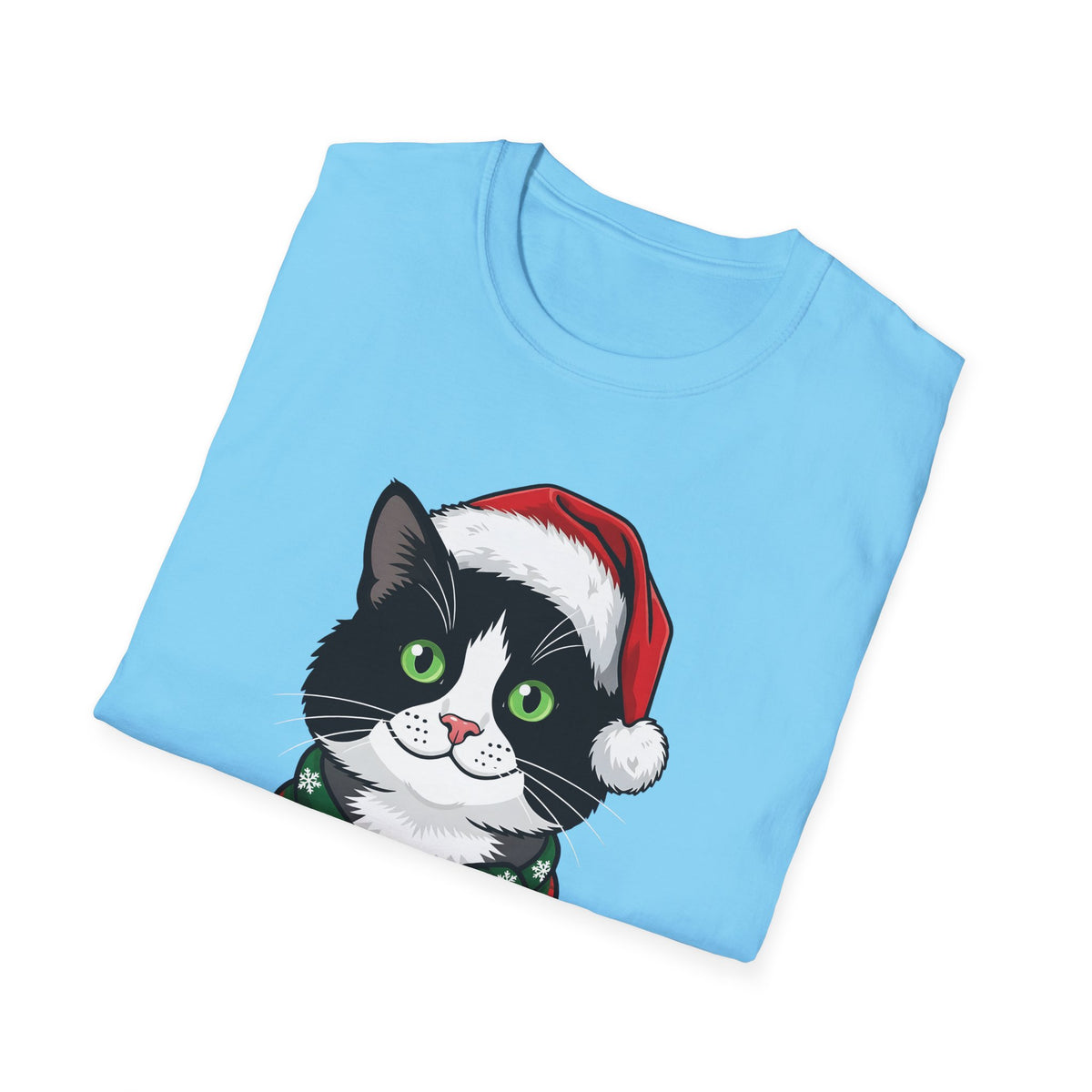 Merry Whiskers Tuxedo Cat Christmas t-shirt, product photo 21